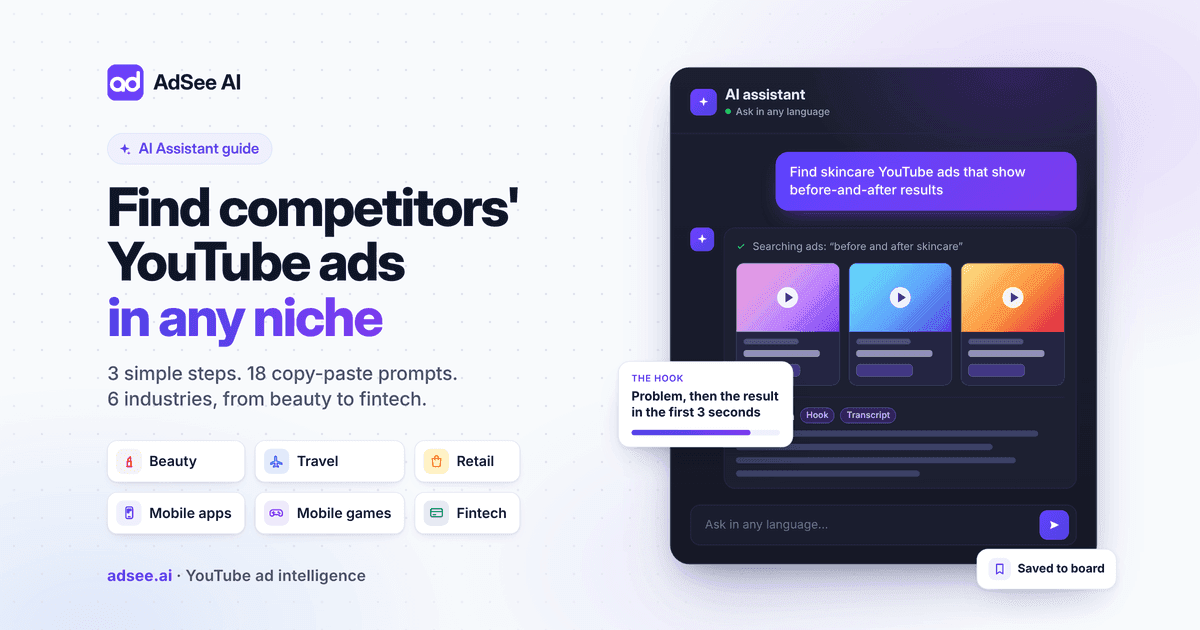How to Find Competitors' YouTube Ads in Your Niche: AI Assistant Prompts for 6 Industries